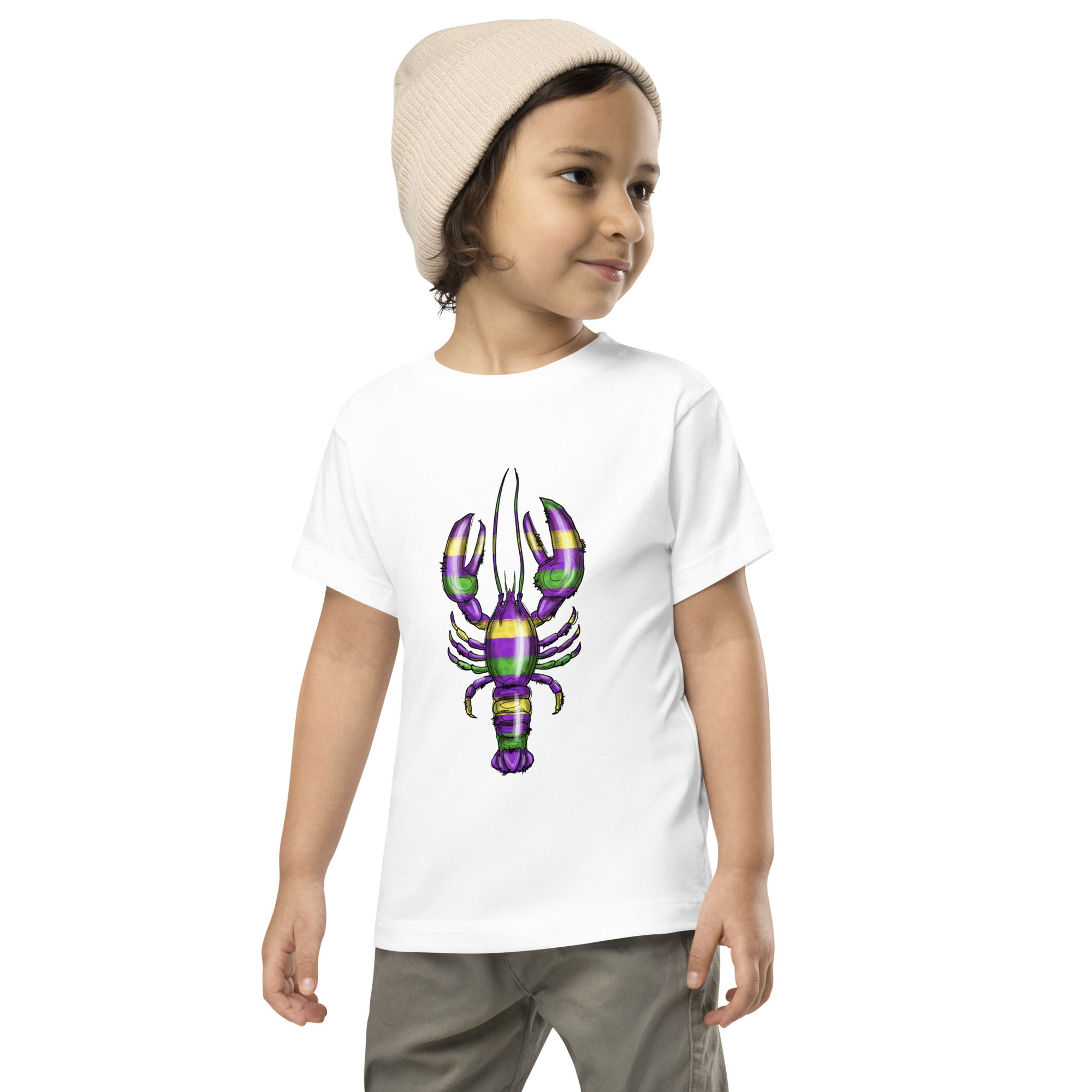 Mardi Gras Crawfish Toddler Short Sleeve Tee