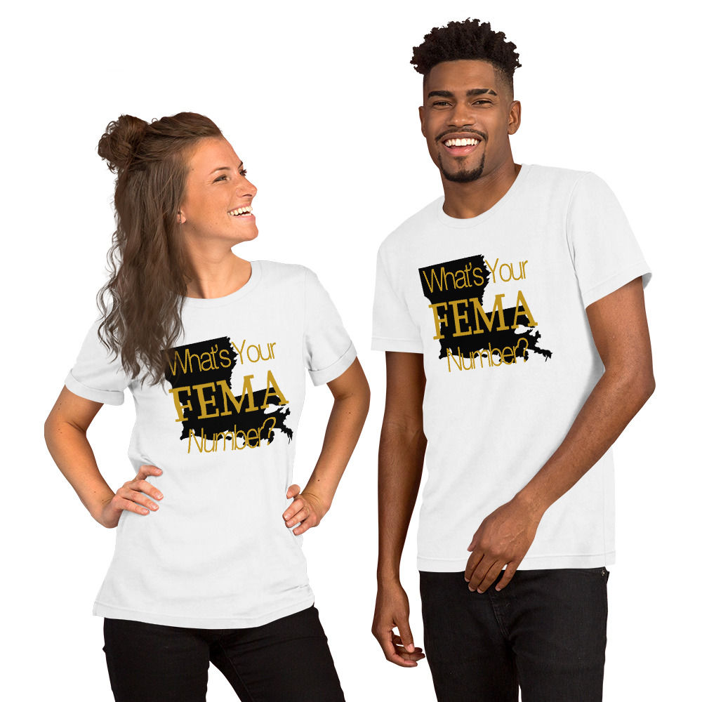 What's Your FEMA Number? Black & Gold Short-Sleeve Unisex T-Shirt