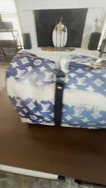 Thumbnail: Blue LV Designer Inspired Duffle Bag (small defect)