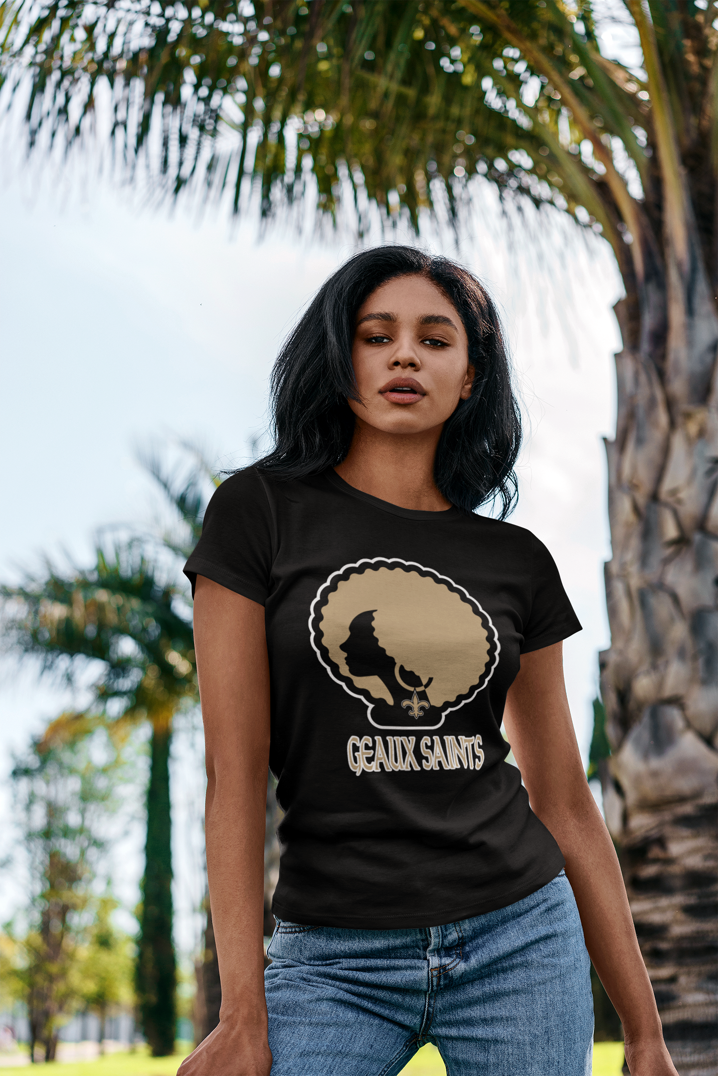 Saints Lady Afro Women's Relaxed T-Shirt