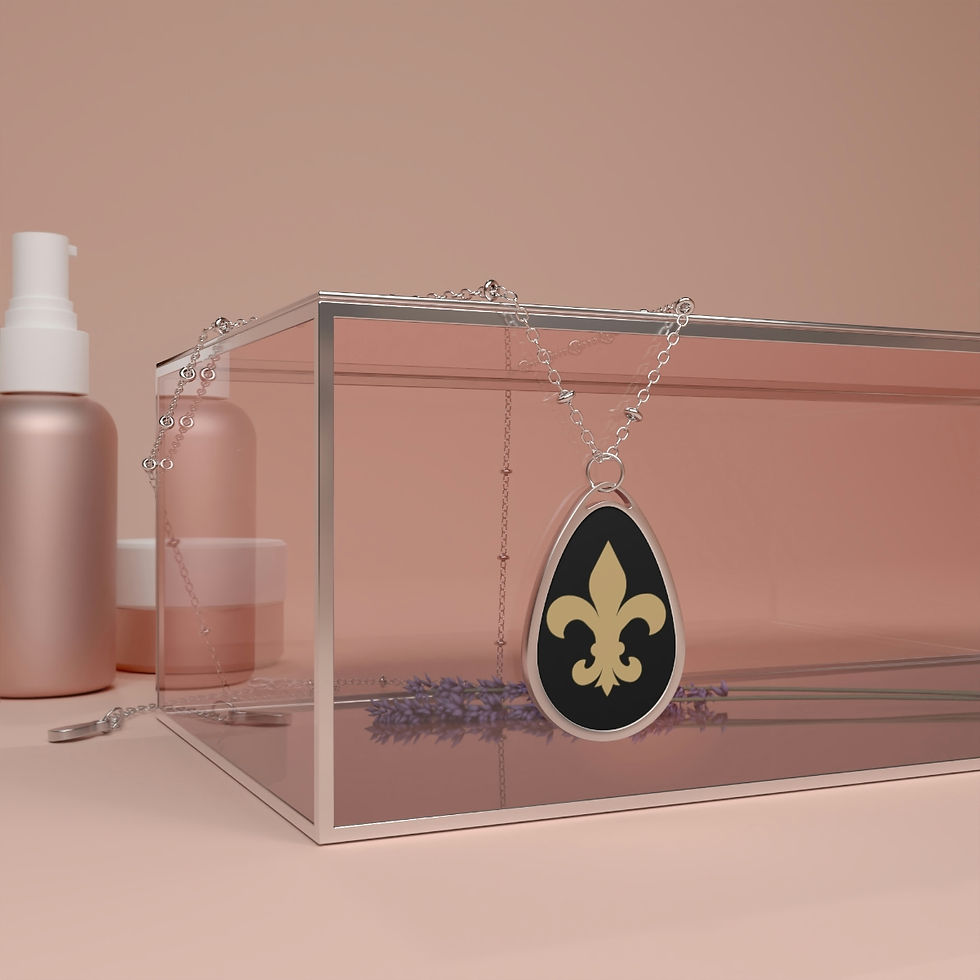 Thumbnail: Gold Fleur de Lis Oval Necklace