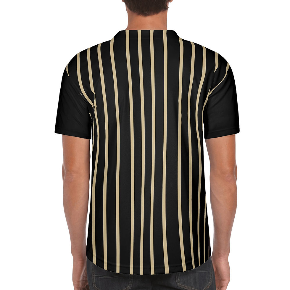 Thumbnail: FDL Black & Gold Striped Men's Short Sleeve Baseball Jersey