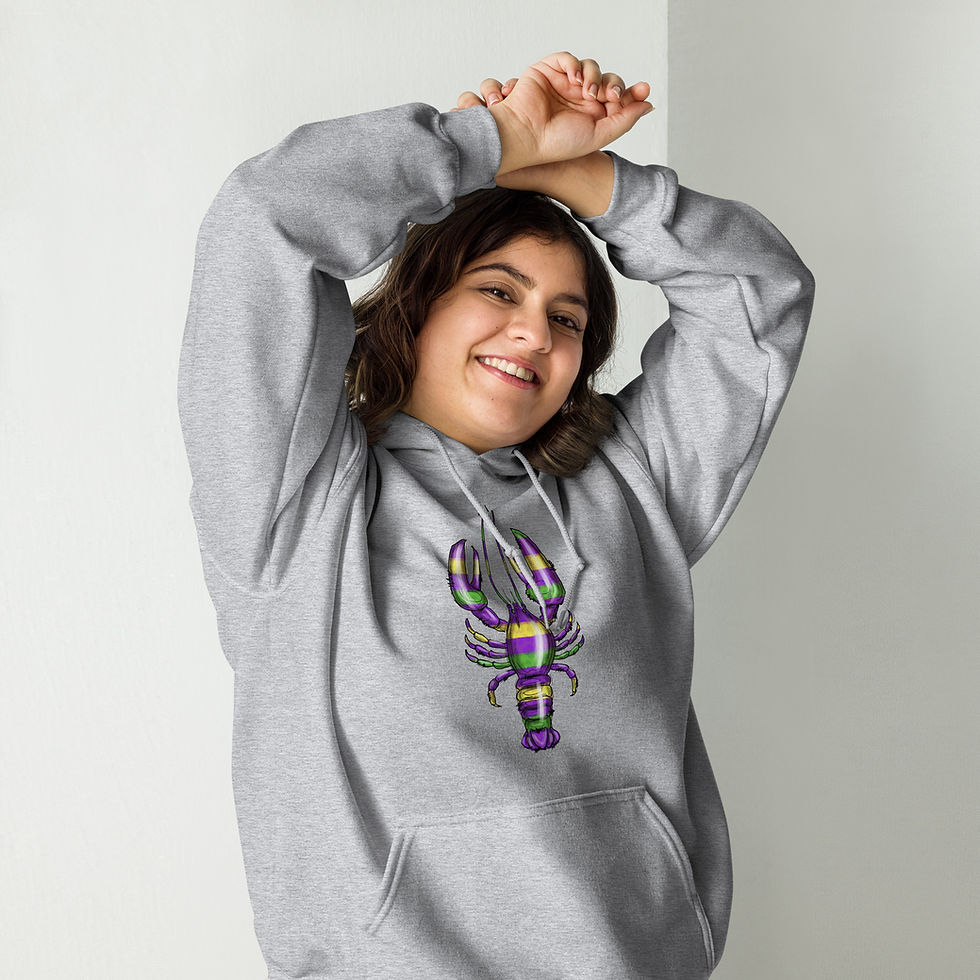 Thumbnail: Mardi Gras Crawfish Unisex Hoodie