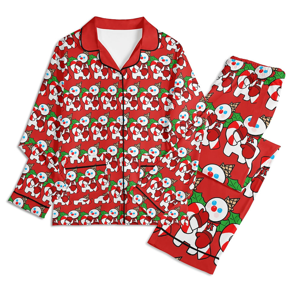 Thumbnail: Mr Bingle Red Unisex Long Sleeve Adult Nightwear Pajama Set