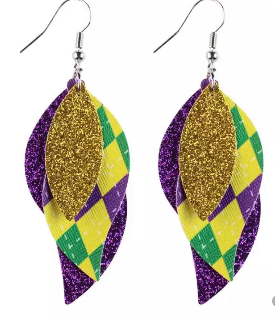 Thumbnail: Mardi Gras Teardrop Earrings