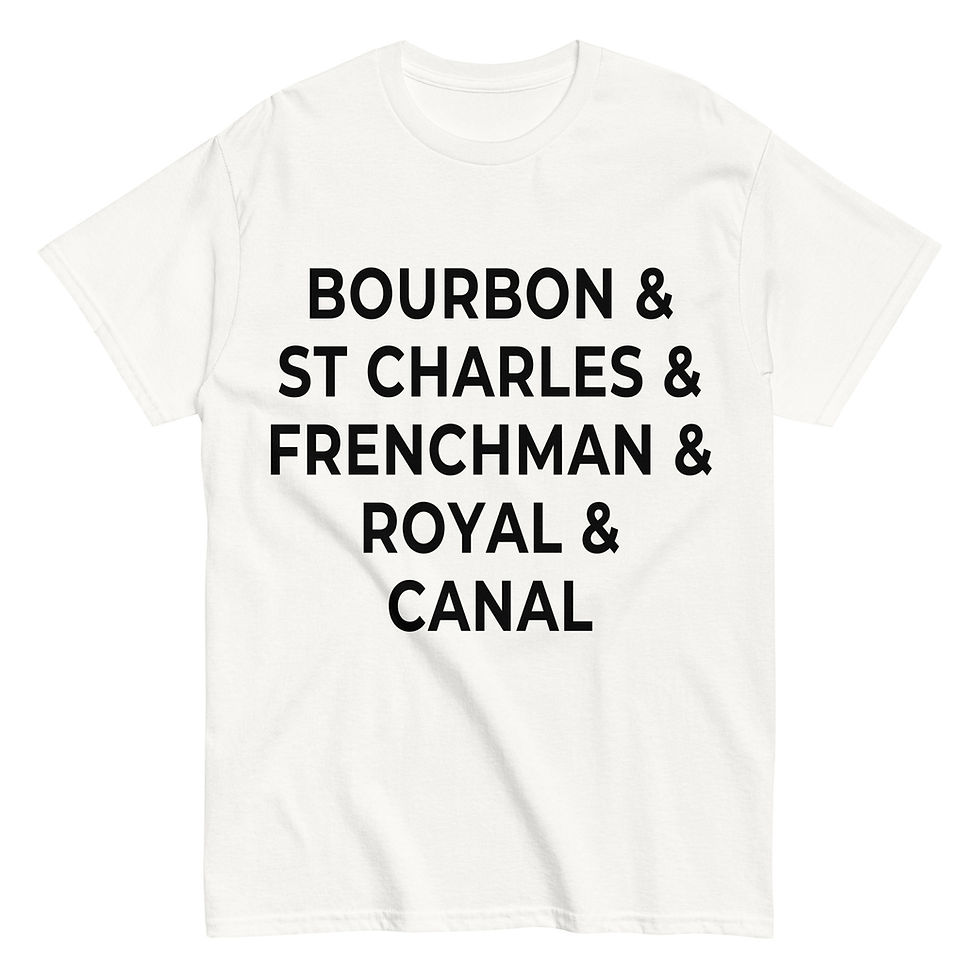 Thumbnail: Top 5 New Orleans Street Names Bourbon Light Unisex classic tee