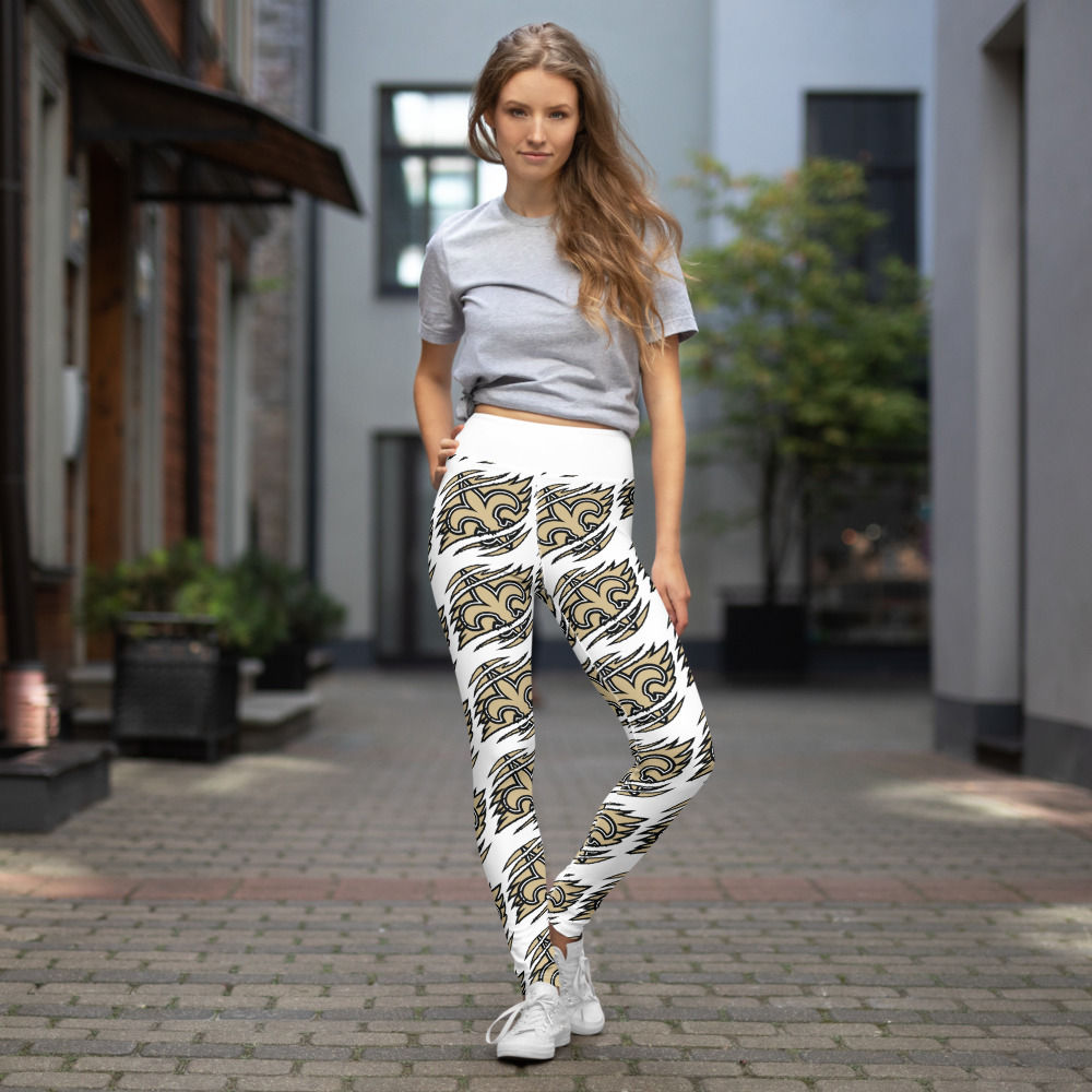 Saints Yoga White Leggings with Pockets