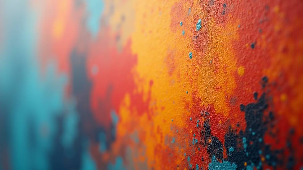 Close-up view of a vibrant abstract painting