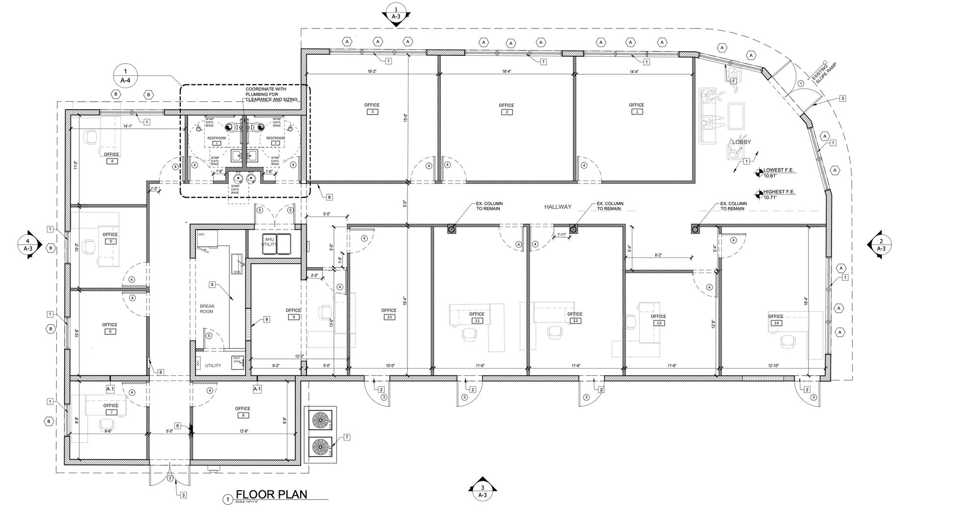 Miami Co-Working — floor plan with fourteen office suites