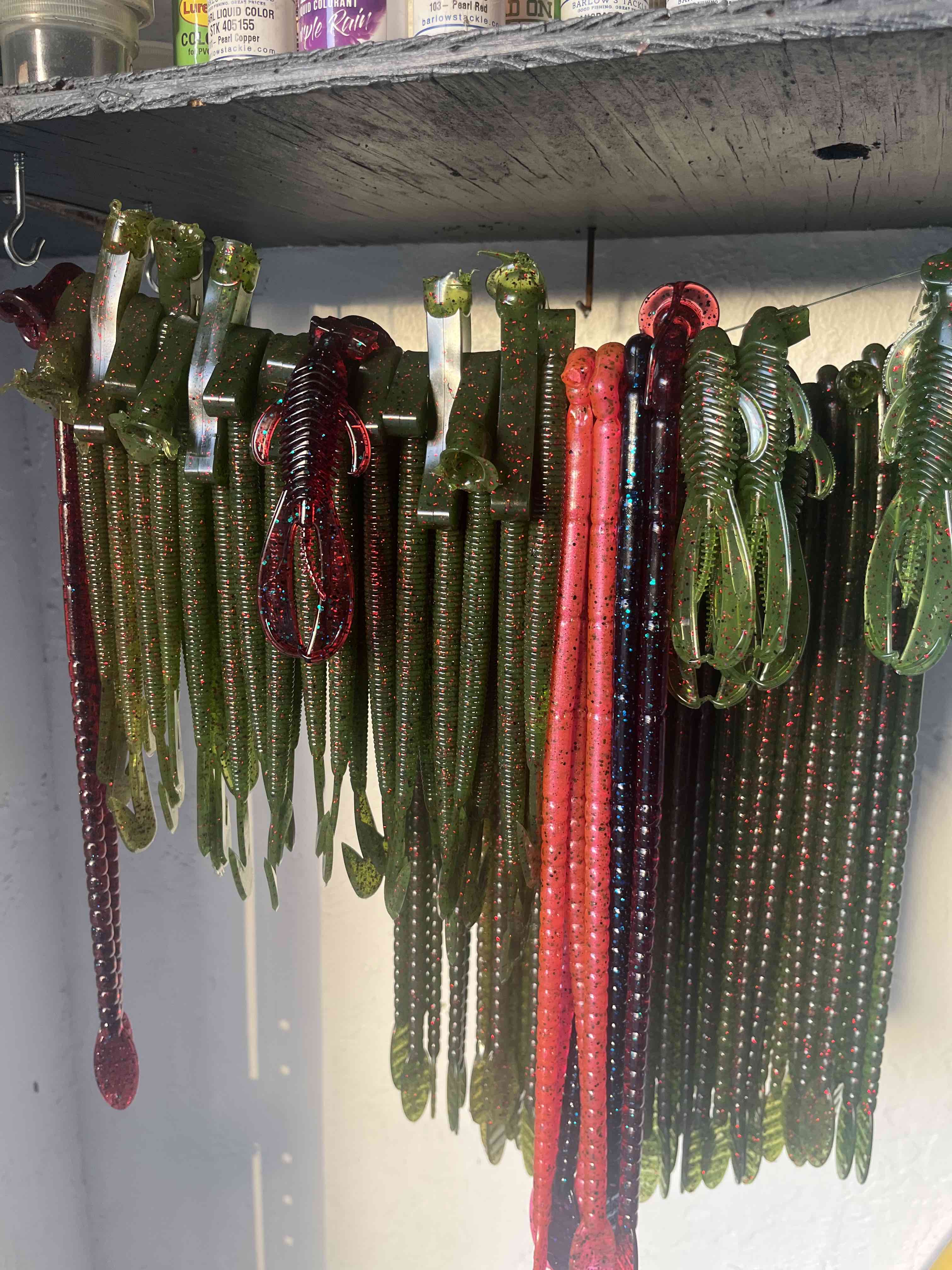 Pouring soft plastic fishing lures in molds