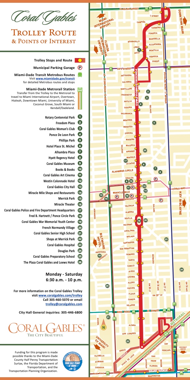 Coral Gables Trolley Map