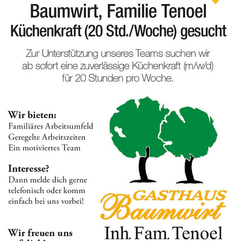 Gasthaus Baumwirt sucht dich