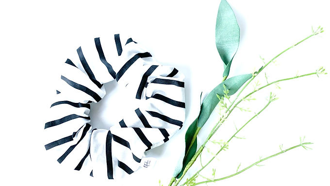 Modern Stripe in Black Scrunchie 