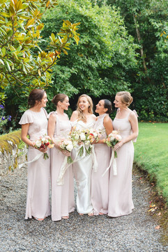 Waterford castle grounds bride with bridesmaids 