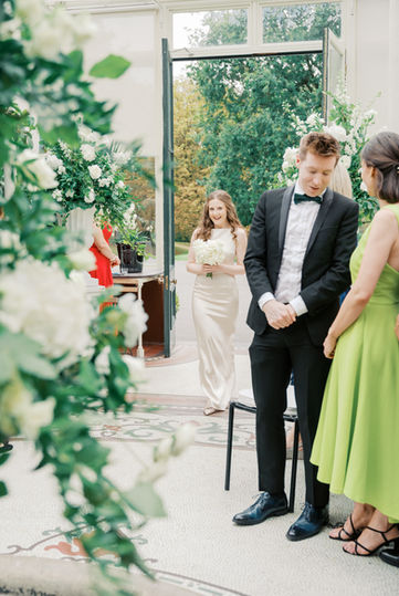 Kilshane House Conservatory Wedding walking down the aisle