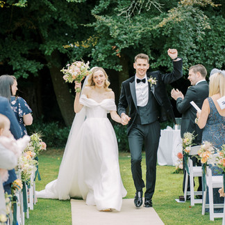 Faithlegg House Hotel outdoor garden ceremony happy couple 