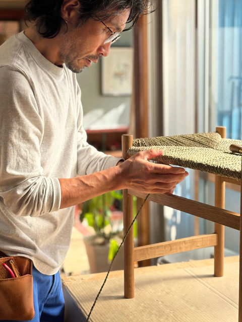 スゲ縄、スツール,スツール張替え,スツール張り替え