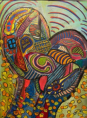 Year-2021 Title-The Kiss Size-20x30 Medium-Acrylic,charcoal,pastel on paper.JPEG