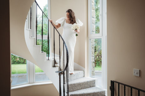 Fiona wearing the Calla wedding dress by Edwina O’Gorman. Photography: Paul Duane Photography.