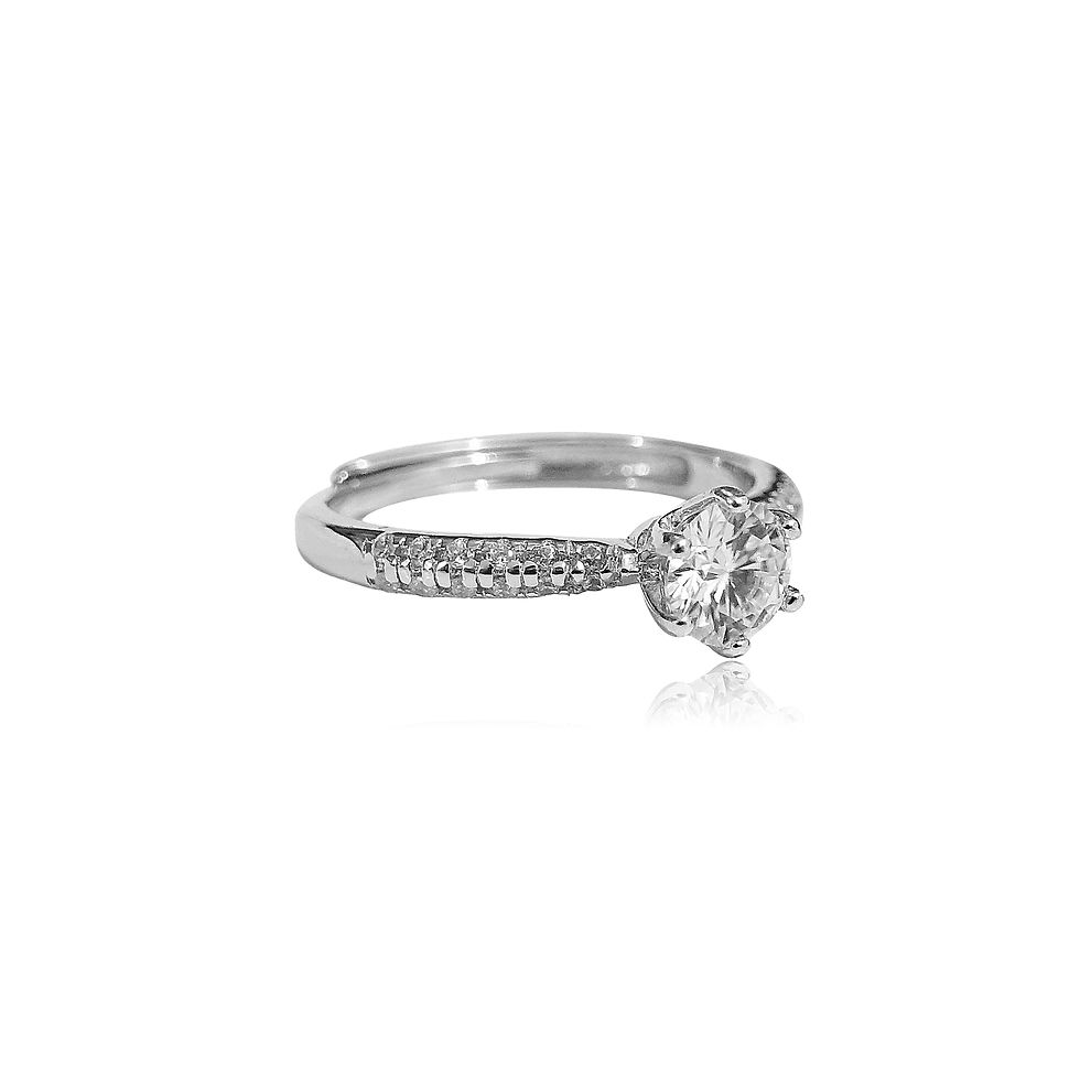 Thumbnail: Round Cut Moissanite Ring HALET0064R