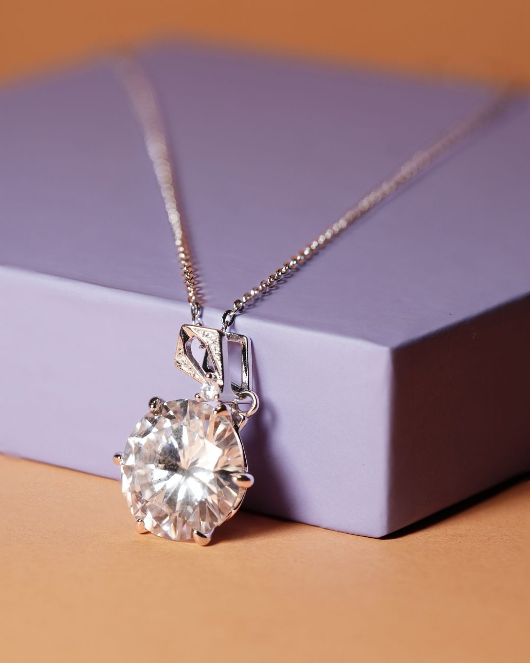 Round Cut Moissanite Pendant Necklace HELET0026R