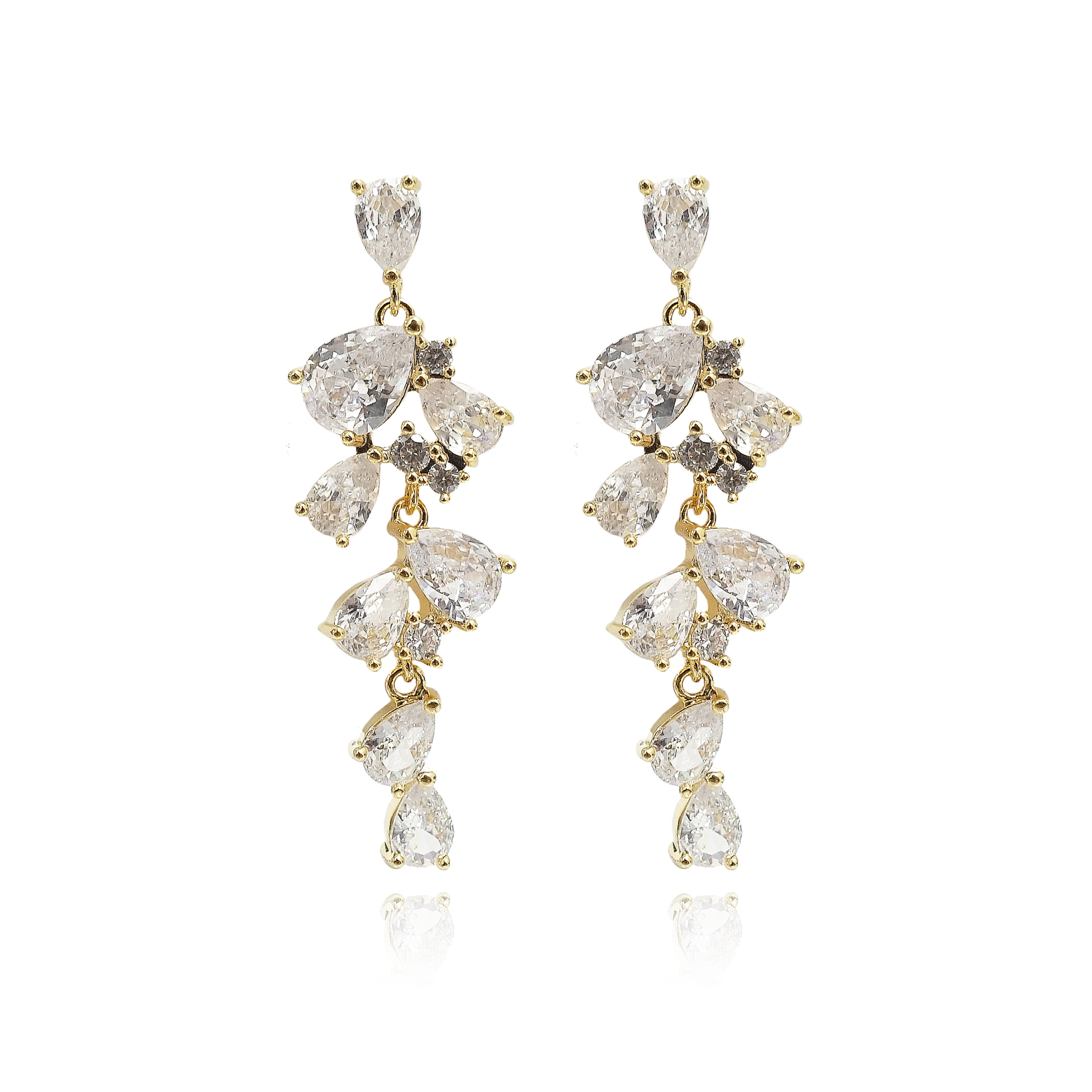 Gold Dangling Teardrop Earrings IJAEJ0654R