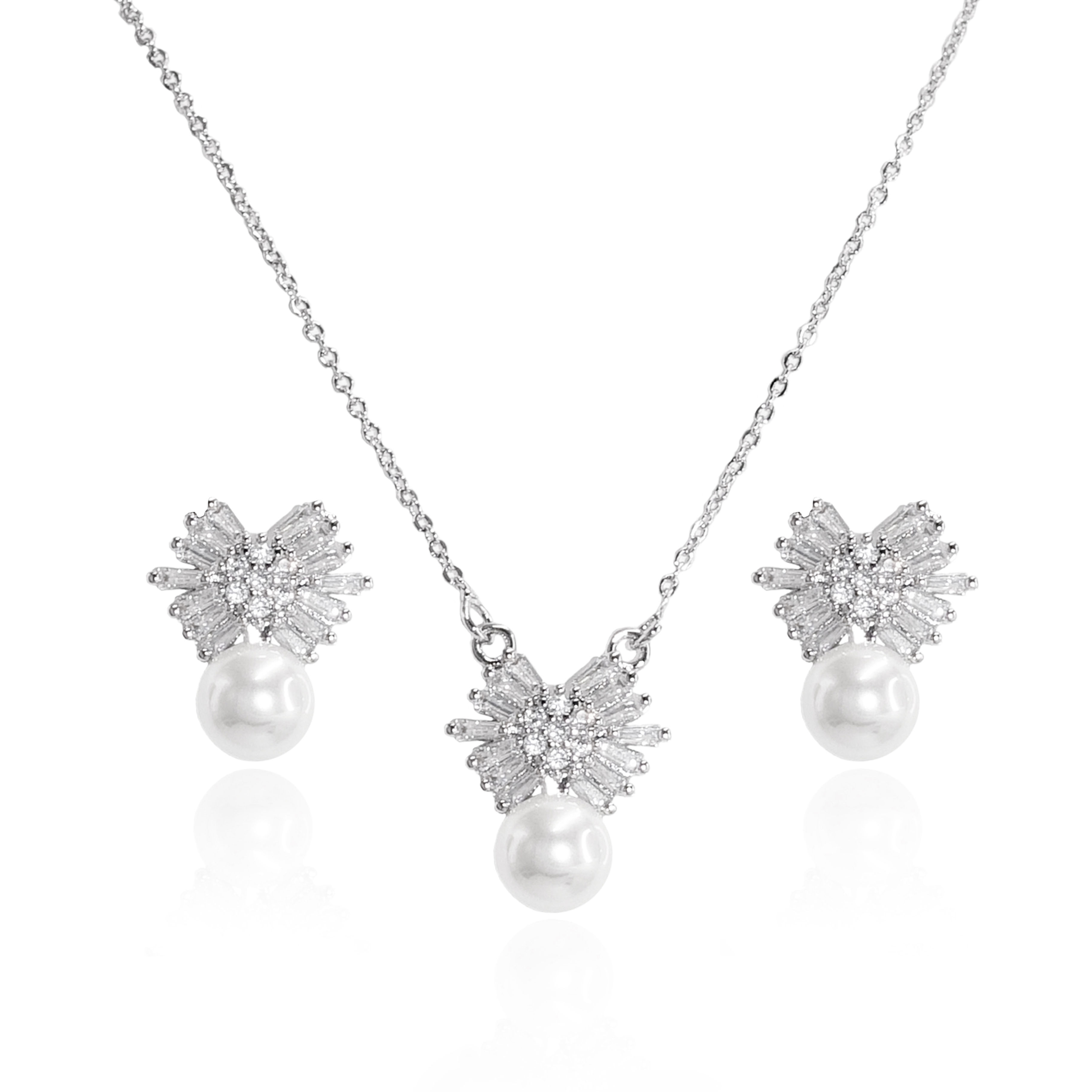 Butterfly with Pearl Earring and Necklace Set DMDDJ0179R