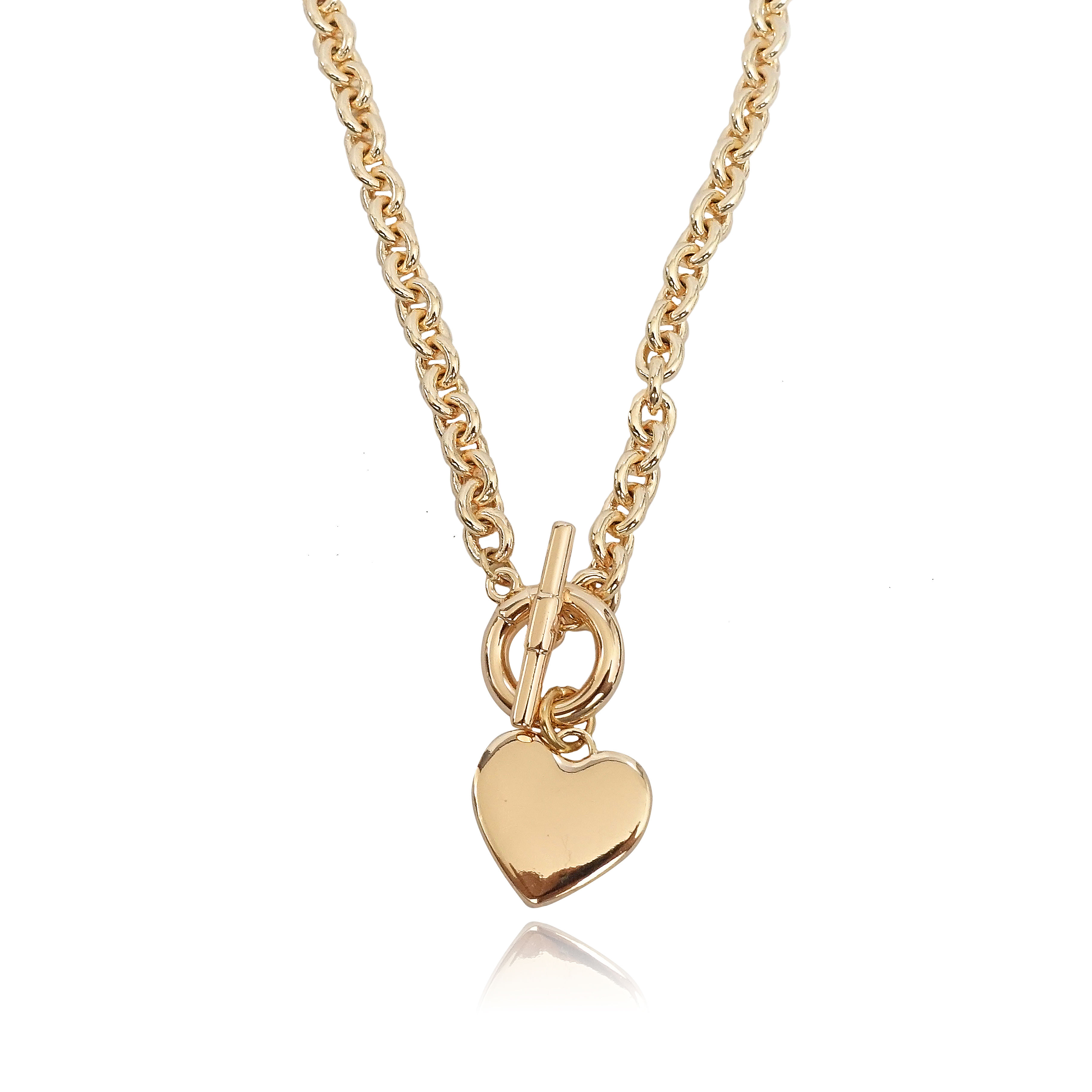 Gold Heart Lock Chain Necklace IEADU0660R