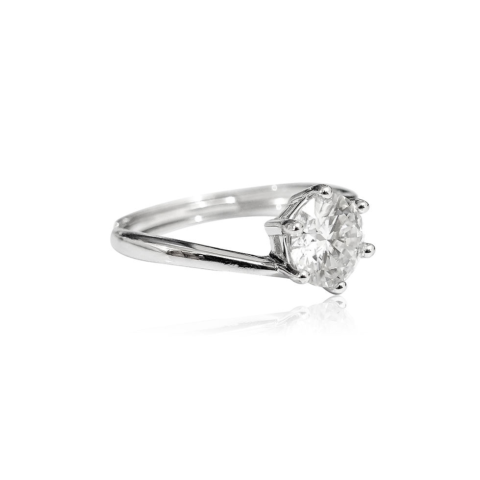 Thumbnail: Twist Solitaire Moissanite Ring HALET0092R