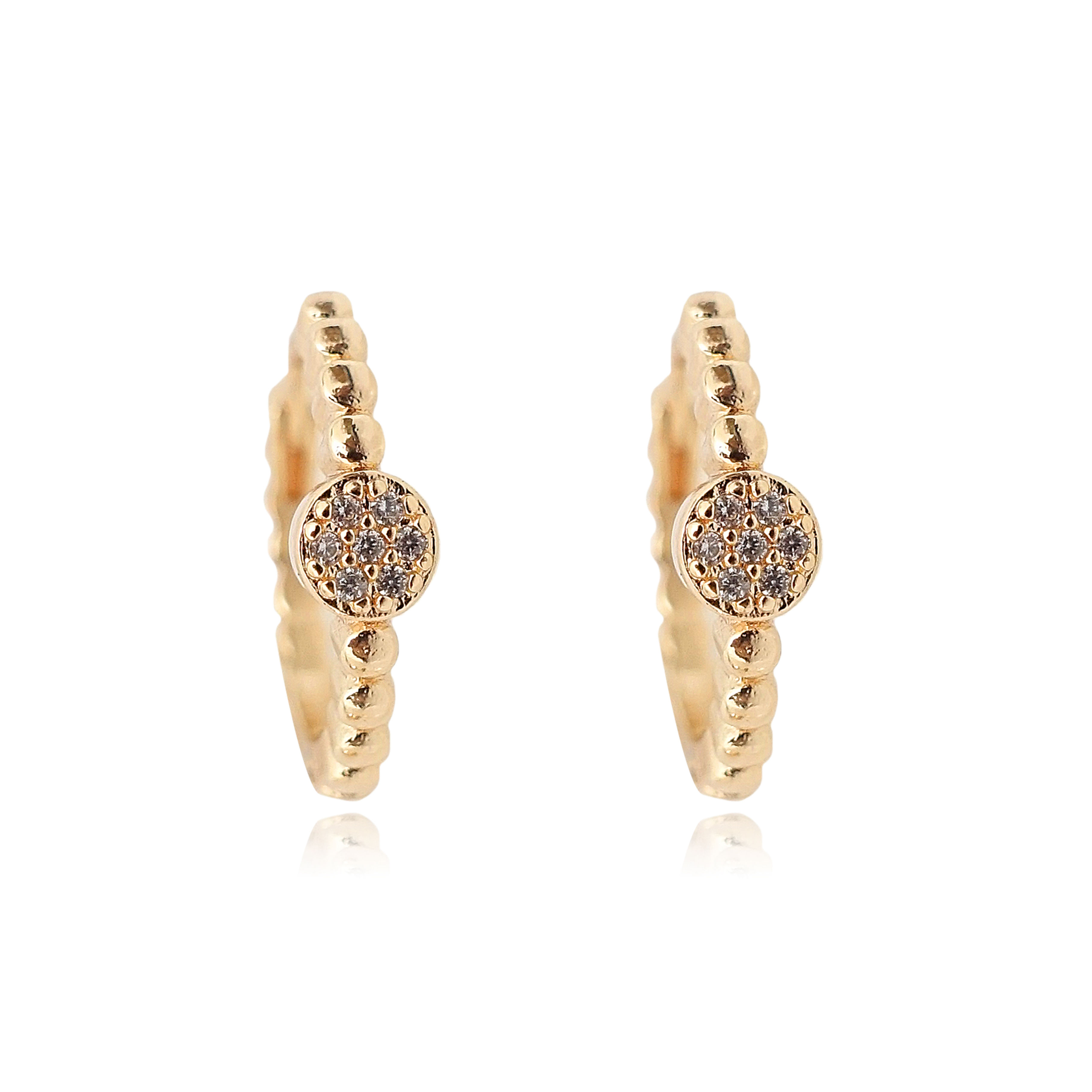 Gold Beaded Hoop Earrings BJADU0587R