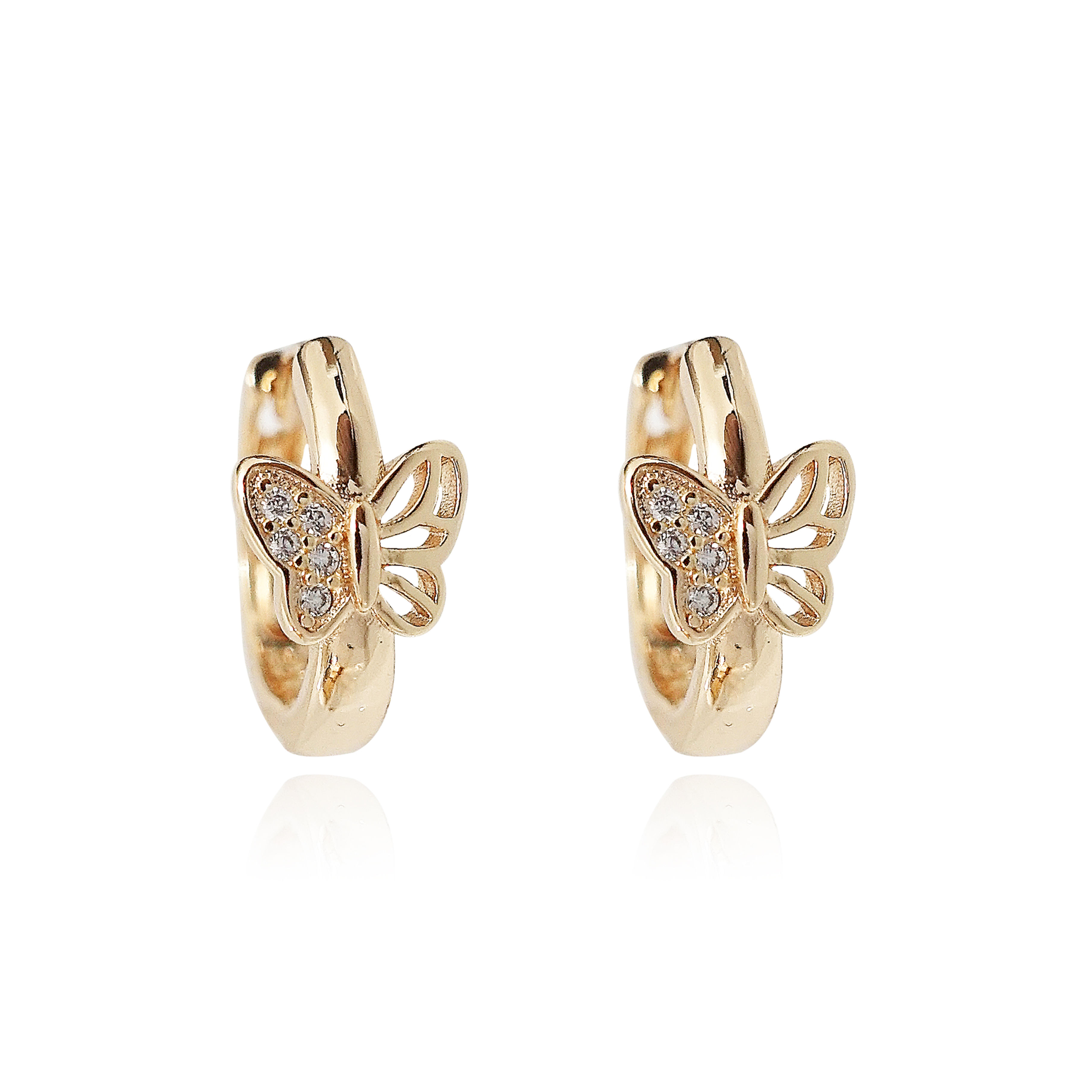 Gold Butterfly Hoop Earrings IJADU0575R