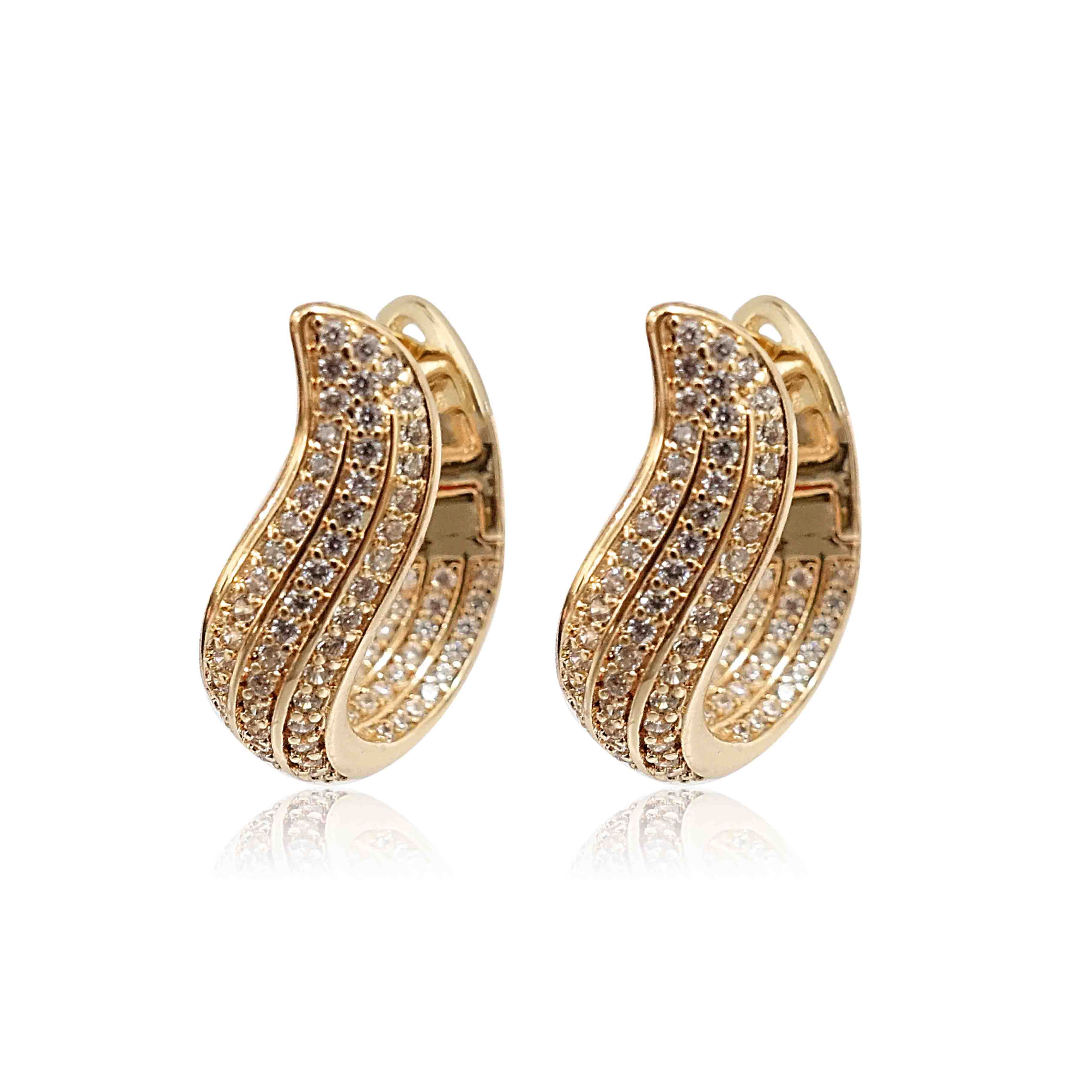 Gold Rhinestone Hoop Earrings BJADU0444R