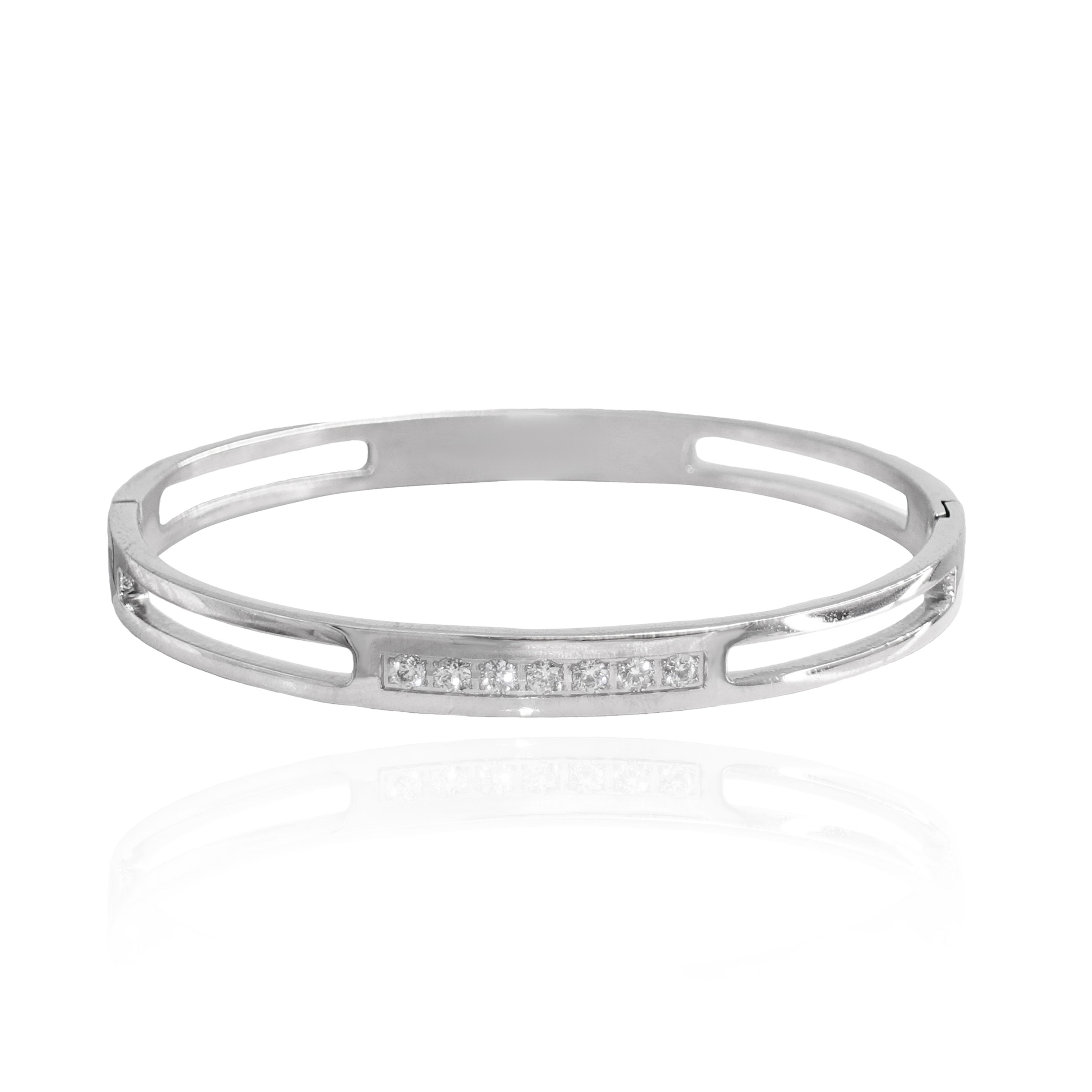 Rhodium with Cubic Zirconia Bangle ECGDY0001R
