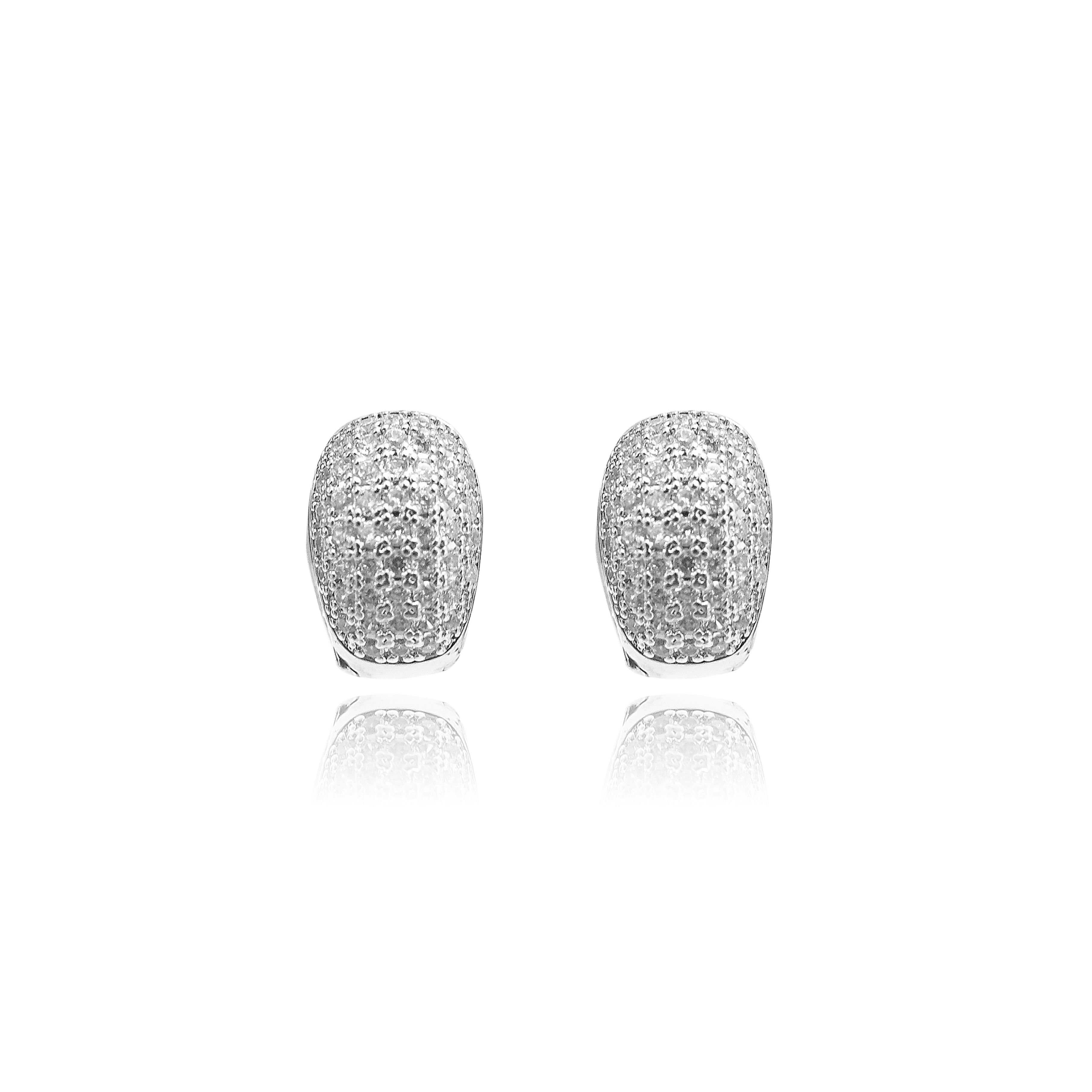 Rhodium Full Stone Earrings GJGFU0014R