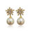 Thumbnail: Gold Flower Pearl Stud Earrings DJADA0593B