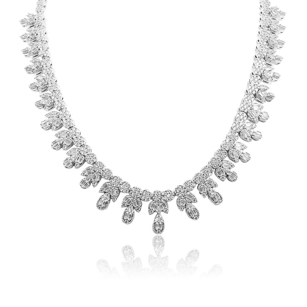 Thumbnail: White Gold Necklace Earring Set BMBBO0212R