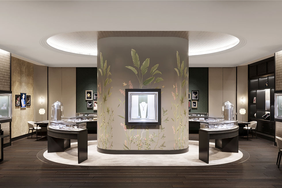 Concealed electrical wiring and hidden power connections inside luxury jewellery display table