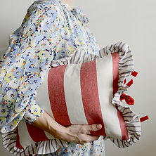 St Mawes Frilly Cushion - Red Price