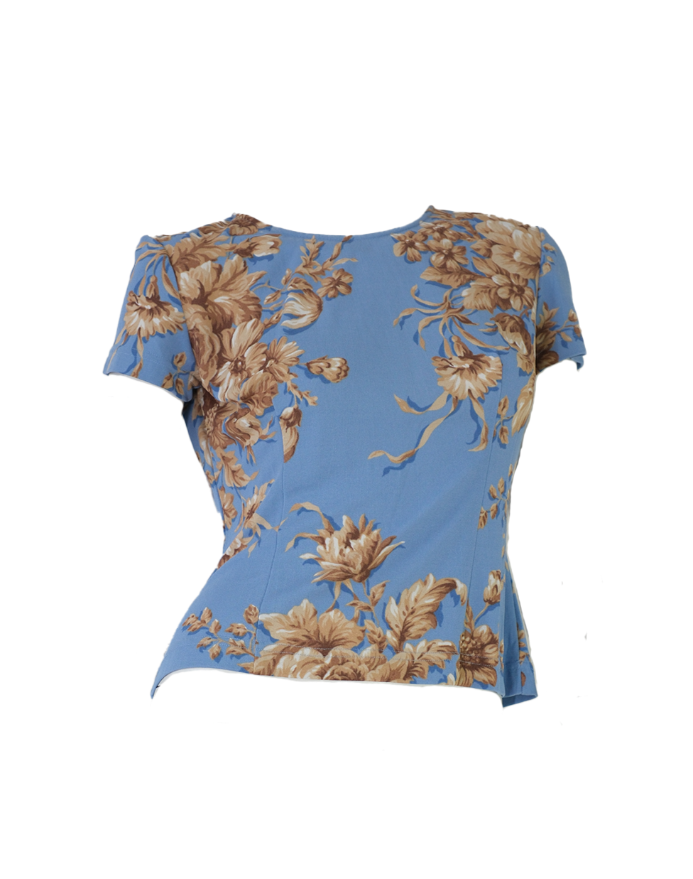 Dolce & Gabbana 1997 Beige & Blue Floral Mesh Tee