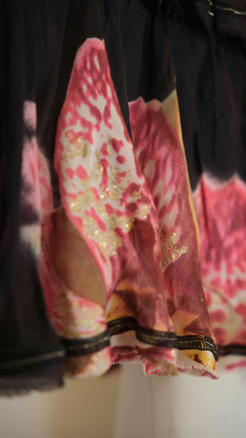 Thumbnail: Roberto Cavalli Fw2004 Floral Orchidée Black and Rose Silk Skirt