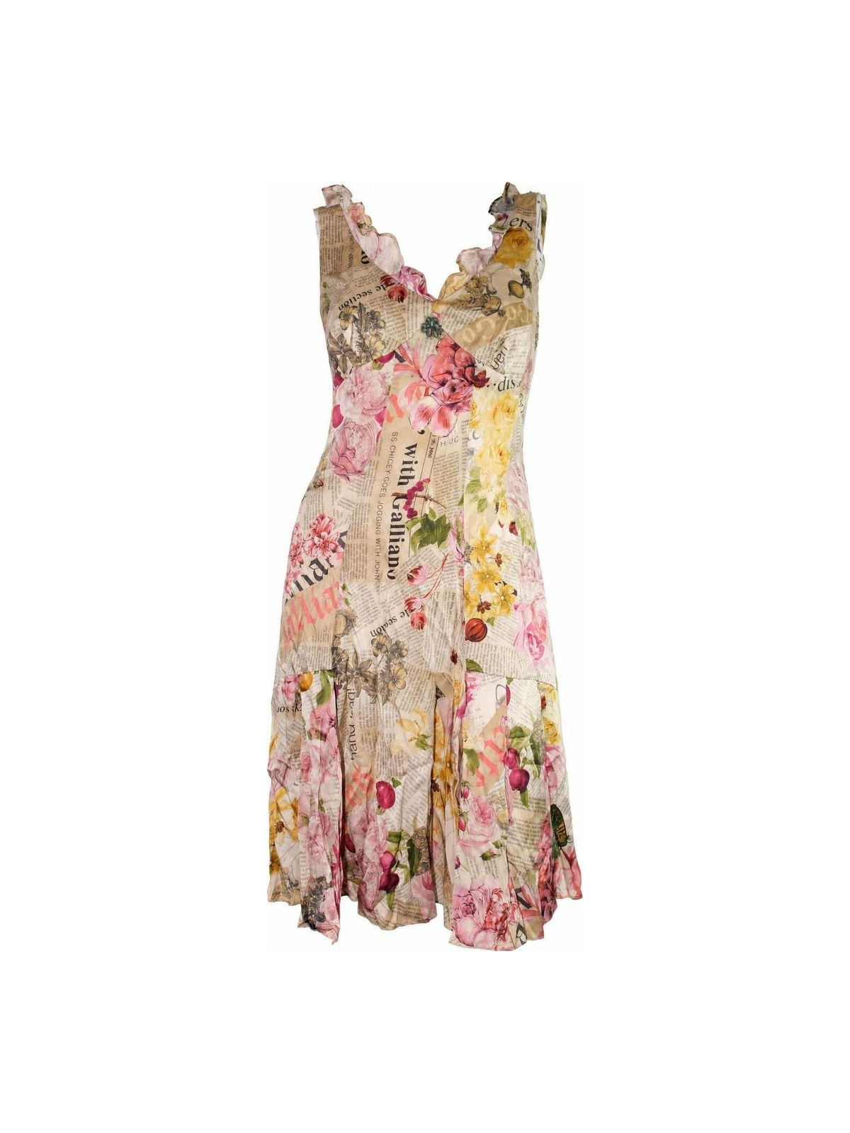 Galliano Silk Long Dress Floral Gazette 2000s