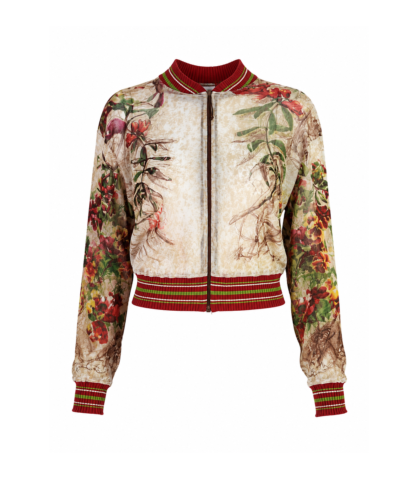 Jean Paul Gaultier 90s Mesh Floral Spring Zip-up Jacket