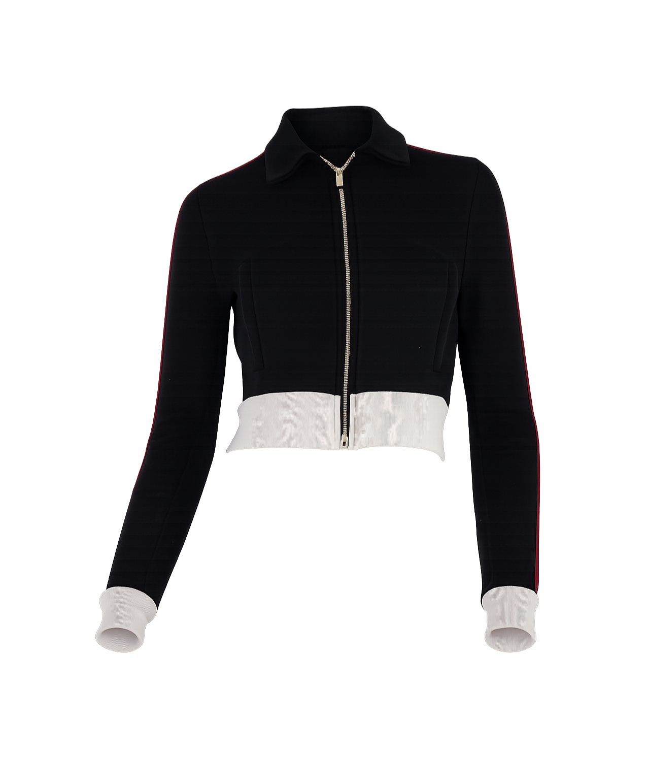 Miu Miu Navy Logo Tape Knit Zip Bomber Jacket