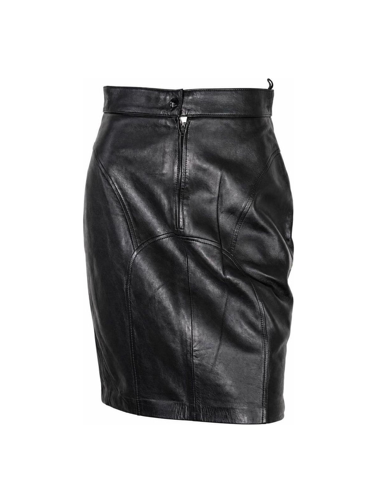 Jean Claude Jitrois Black Leather Skirt