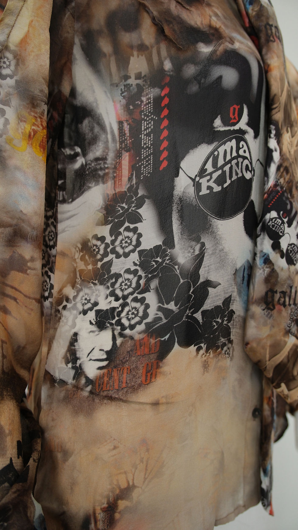 Thumbnail: Galliano Gazette Graphic Silk Printed Shirt with Tie