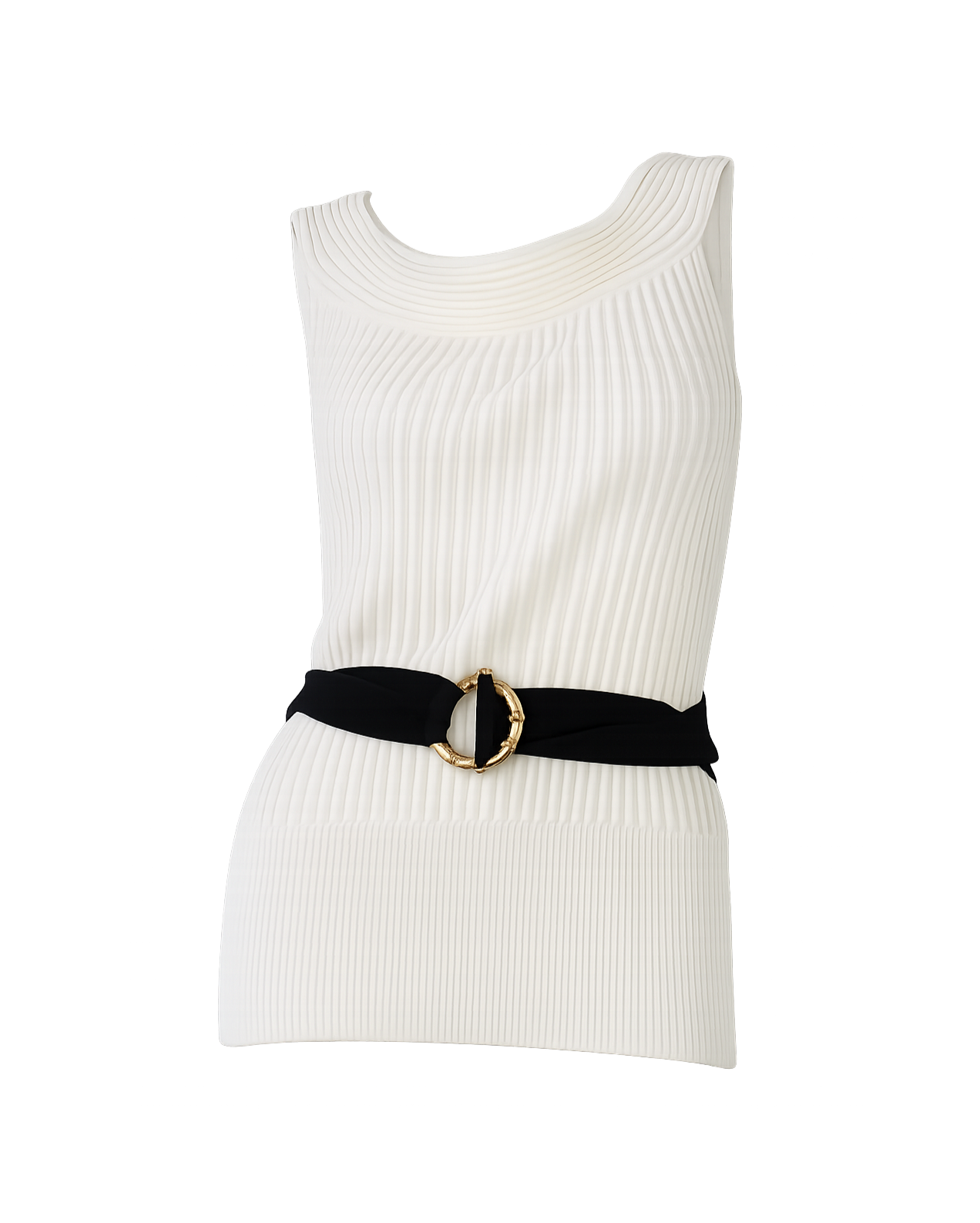 Gucci Cream Belted Bamboo Top 2000s