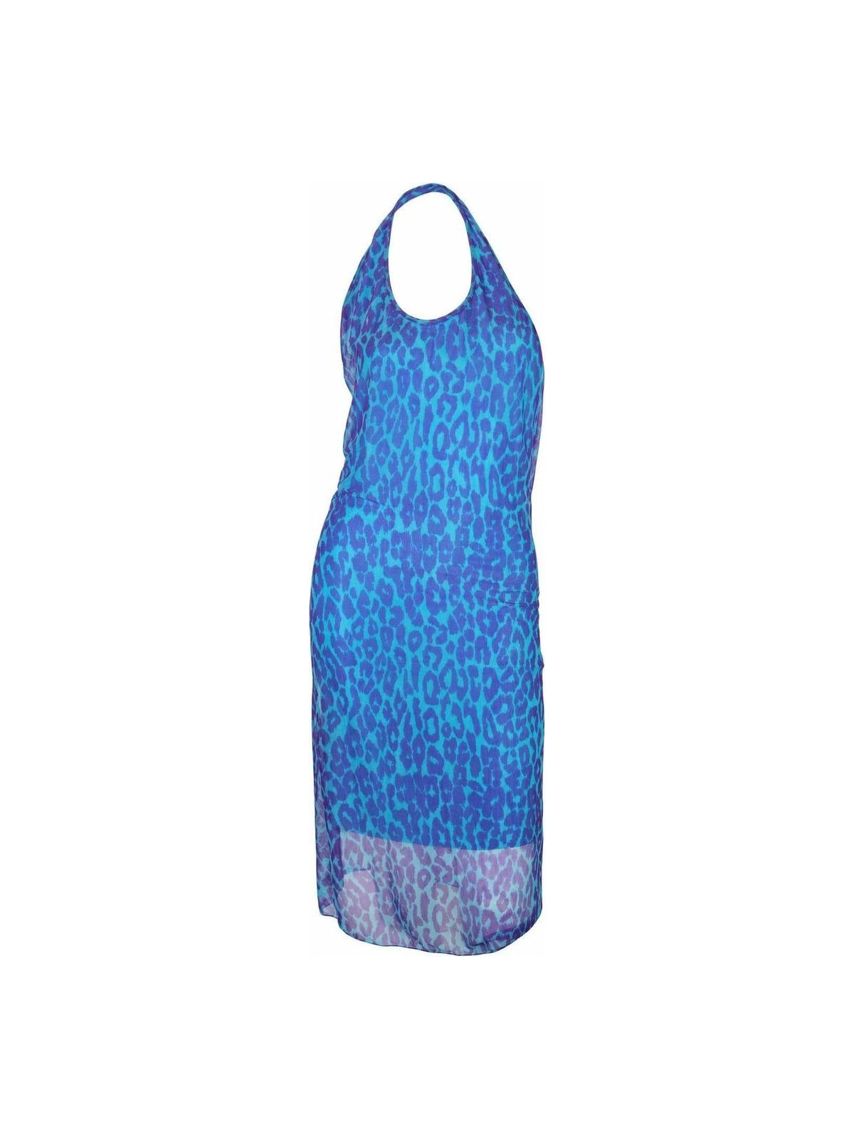 Dolce & Gabbana Blue & Purple Cheetah Mesh Dress 2000s