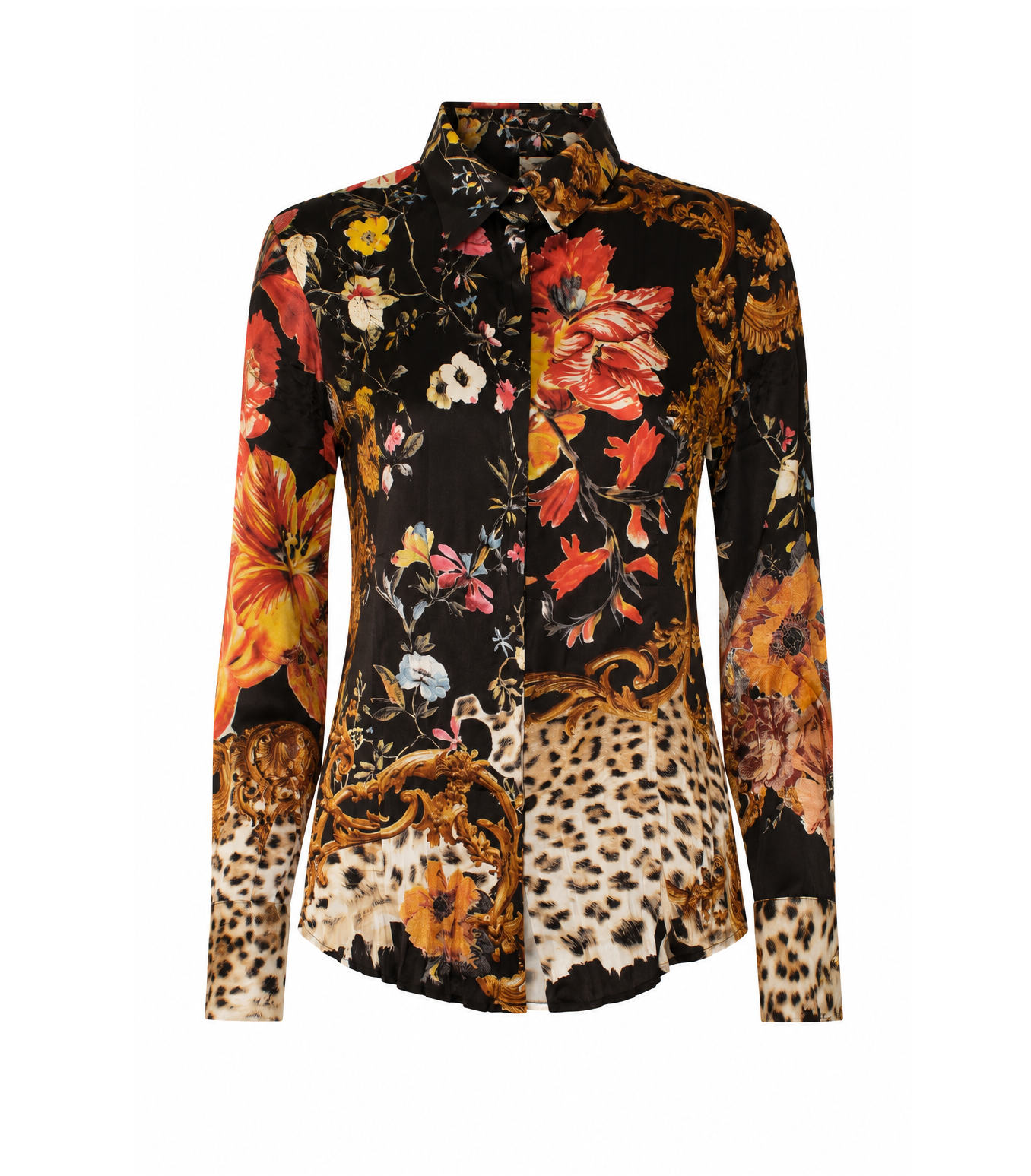 Roberto Cavalli Early 2000s Floral Print Silk Shirt