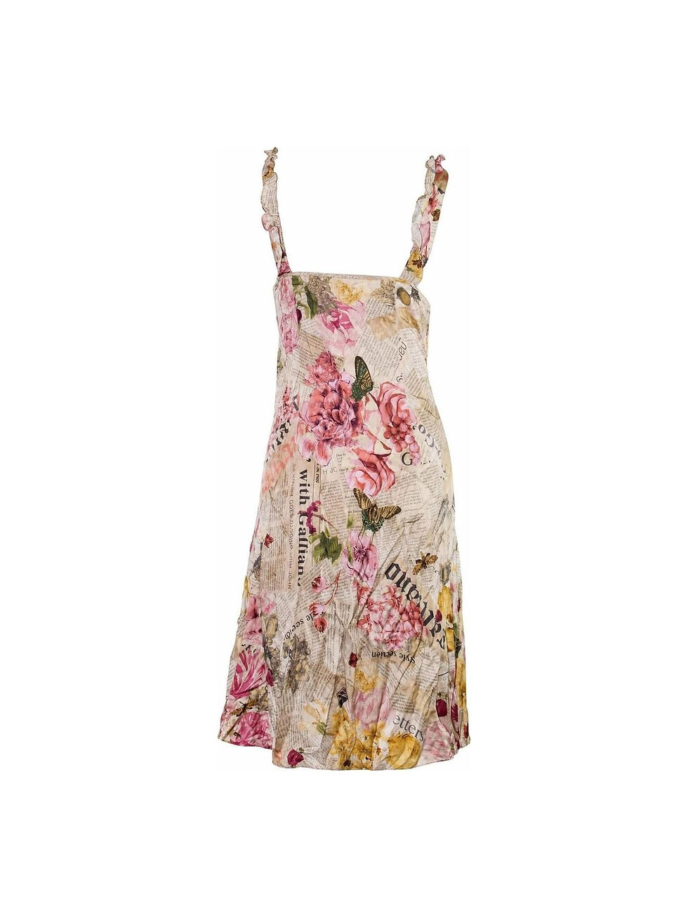 Thumbnail: Galliano Silk Long Dress Floral Gazette 2000s