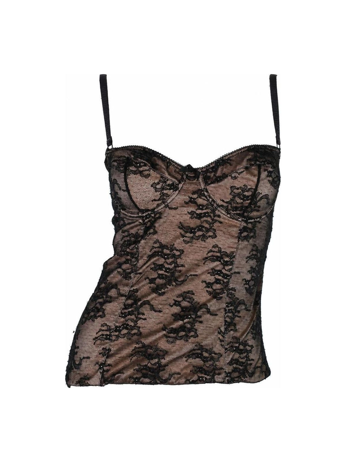 Dolce & Gabbana peach and black dentelle corset top